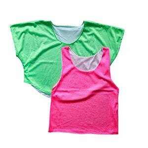 Exist Miami Womens Neon Green (XL cropped) Pink (M) Mesh Athletic Tops 2 pc set